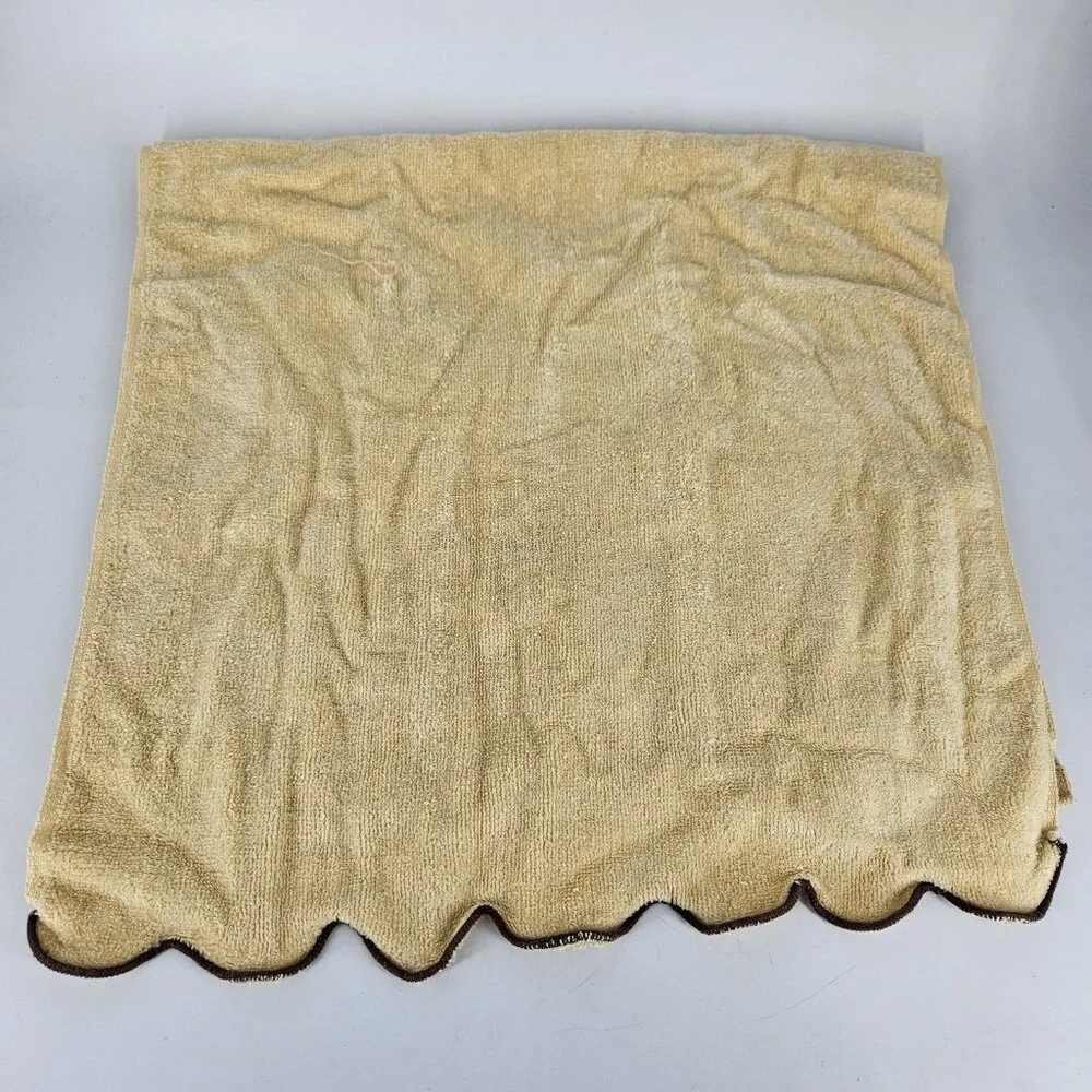 Vint Fieldcrest Bathroom Beige Hand Towel Fingertip Set Scallop Brown Trim USA